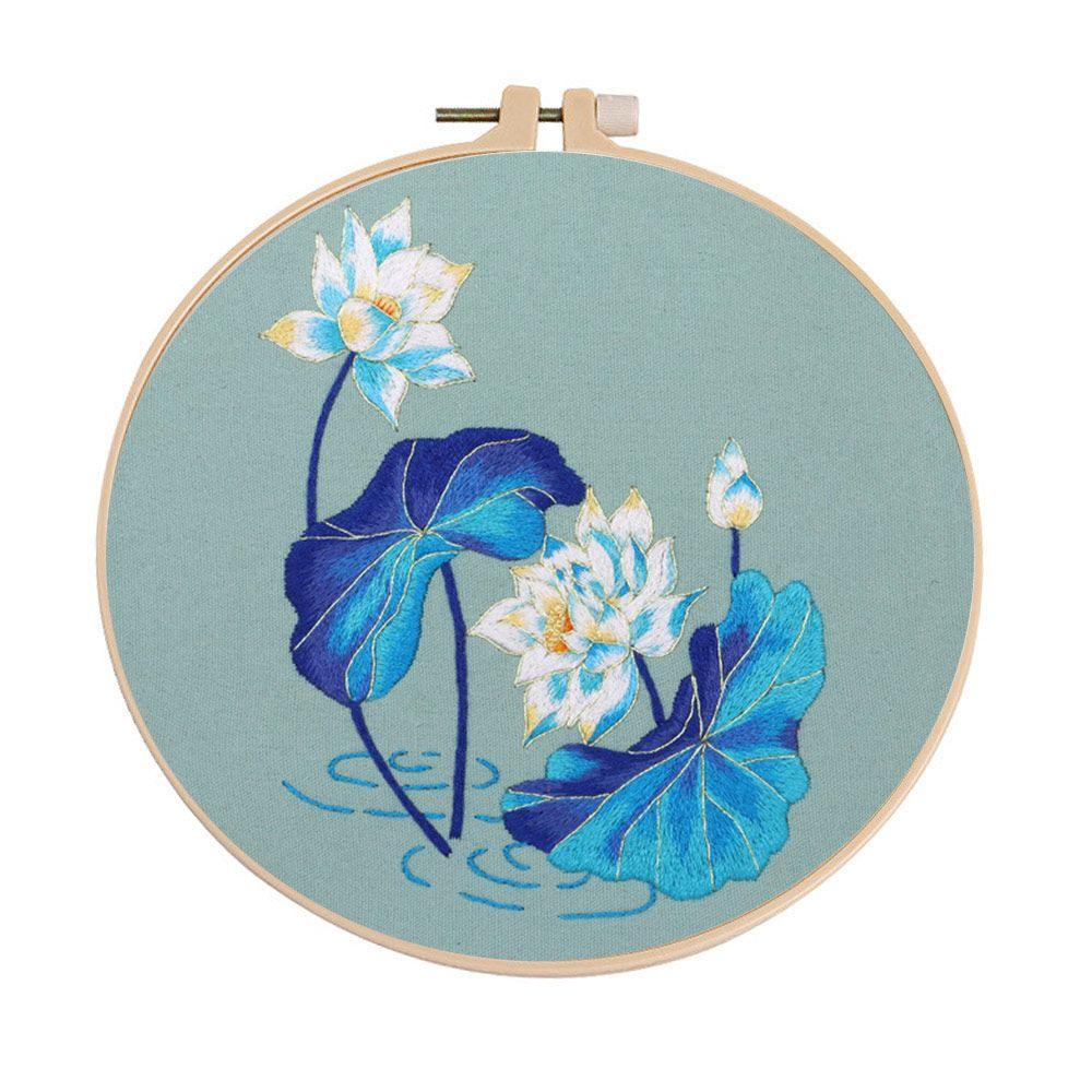 DIY Material Pack With Hoop Cross Stitch Embroidery Kit Bouquet Flower Needlecraft Needlework