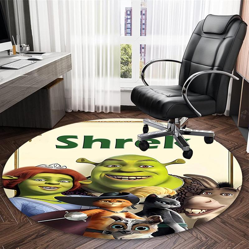 1pc Shrek4 Print Round Carpet Chair Round Carpet Suitable for Bedroom Living Room Home Decorative Carpet