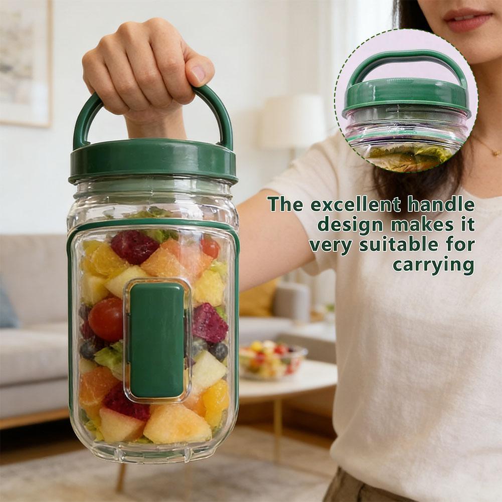 Upgrade Sealed Plastic Salad Container Open from Side Portable Salad Jars Keep Fresh Salad Pod Lunch Salad Container
