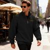 Men's Casual Loose Solid Color Outdoor Fleece Half Zip Stand Up Collar Pullover Hoodie