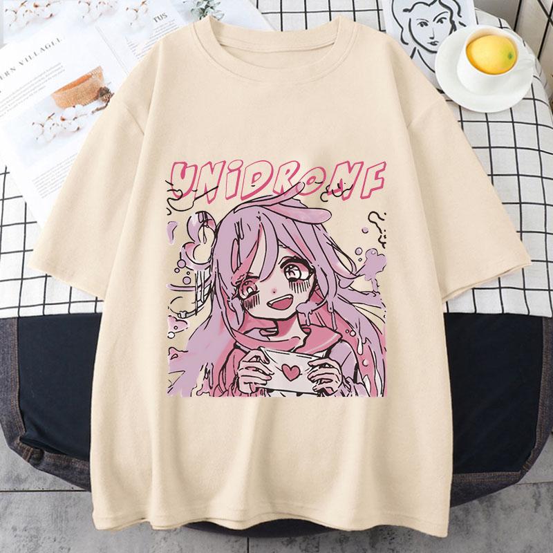 Модная рубашка, свободные женские рубашки с рисунком аниме, летняя футболка с круглым вырезом и короткими рукавами, свободные корейские топы, одежда, футболка с аниме