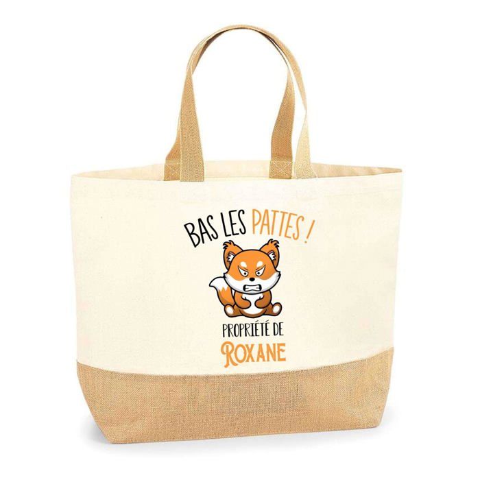 Sac cabas - PLANETEE - Roxane Bas les pattes Renard - Jute imprimé en France - Grande contenance - Anses solides