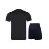 Li-Ning Club Series Quick-Dry Badminton Short Sleeve Henley Neck Relaxed Sports Set Men sets Black AATU031-1