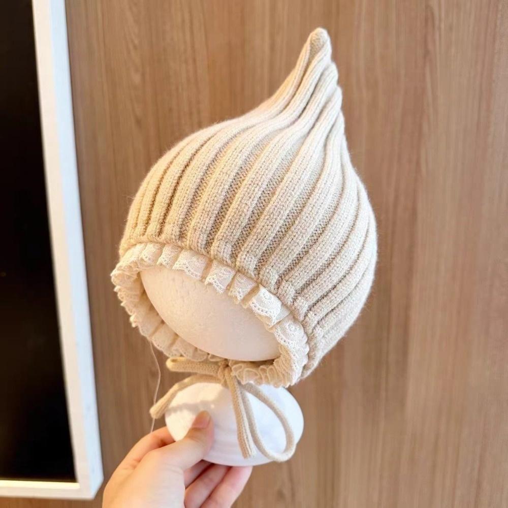 Pointed Knit Baby Bonnet Soft Tie Winter Hat Comfortable Infant Beanie For Baby Boys