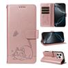 Leather Wallet Flip Case For OPPO Reno 15 Pro Max mini 15F 14 14F 13 13F 12 12F 11 11F 10 Cat and Butterfly Embossed,Wrist Strap