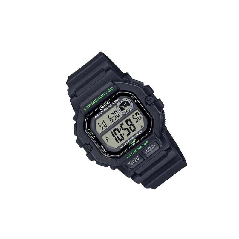 Casio Модные водонепроницаемые кварцевые часы с ремешком из смолы японско-корейские унисекс черный циферблат WS-1400H-1A
