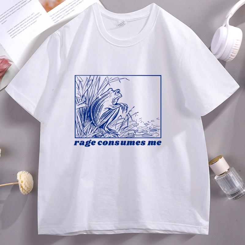 Rage Consumes Me T Shirt Funny Frog Tshirt Meme Weird Tshirt Trendy Graphic T Shirts Unisex Unisex Cotton Short Sleeve Round Neck