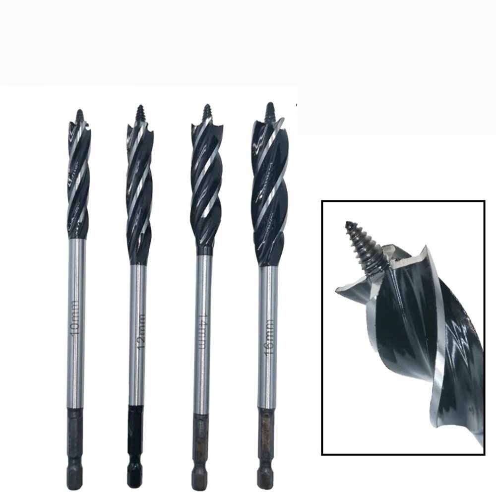 Четырехпазовое спиральное сверло с шестигранным хвостовиком, открывалка для отверстий, сверло-пила, столярный инструмент