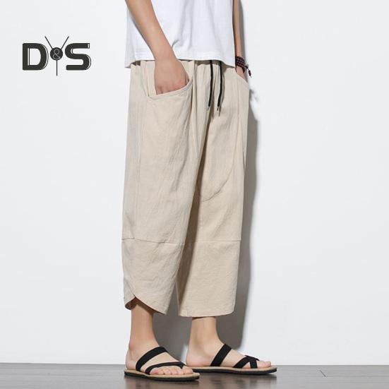 Дышащие мужские летние брюки, однотонные шикарные повседневные мужские летние брюки