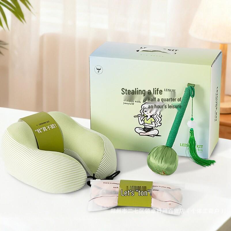 Fleeting Life Relaxation Set: Mugwort Hammer, Neck Pillow, Eye Mask - Ideal Souvenir or Business Festival Gift