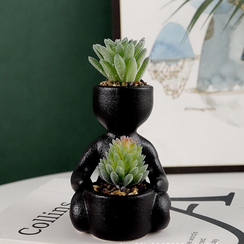 Абстрактная керамическая маленькая цветочная ваза креативная мясистая зеленая ваза для растений контейнер для домашнего рабочего стола украшения поделки садовые украшения