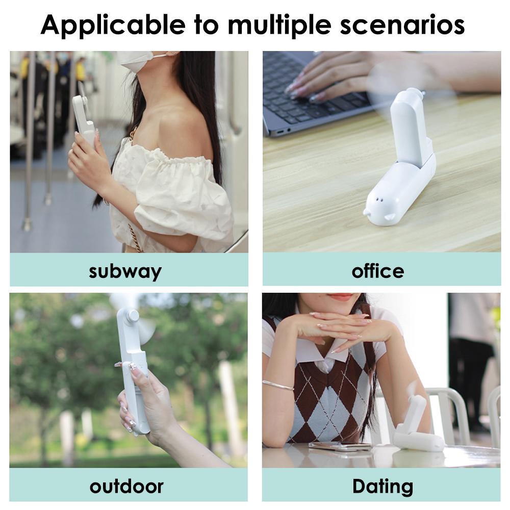 Мини-вентилятор Перезаряжаемый ручной вентилятор Складной маленький вентилятор с функцией Power Bank Летний охлаждающий вентилятор ZPG