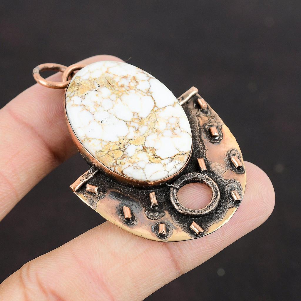Wild Horse Magnesite Pendant Copper Pendant Handmade Pendant Wild Horse Magnesite Jewelry Gemstone Pendant For Gift Copper Design Jewelry