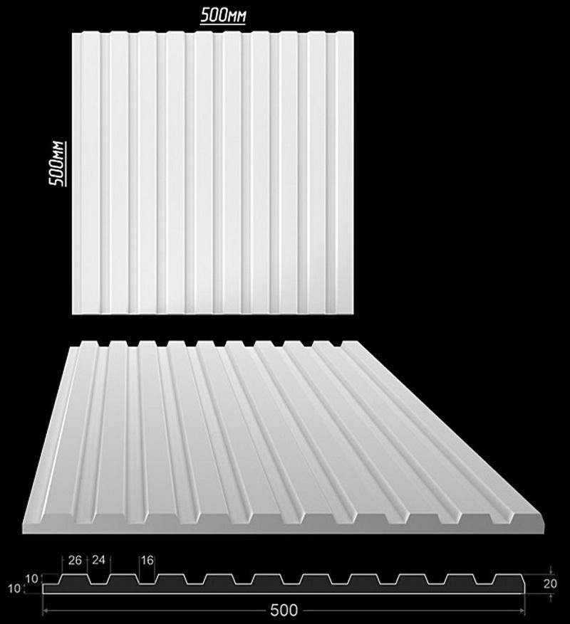 3D Wall Panel Mold for Gypsum, Plaster or Concrete Tile for Decorative Wall Panels 'Parallels'