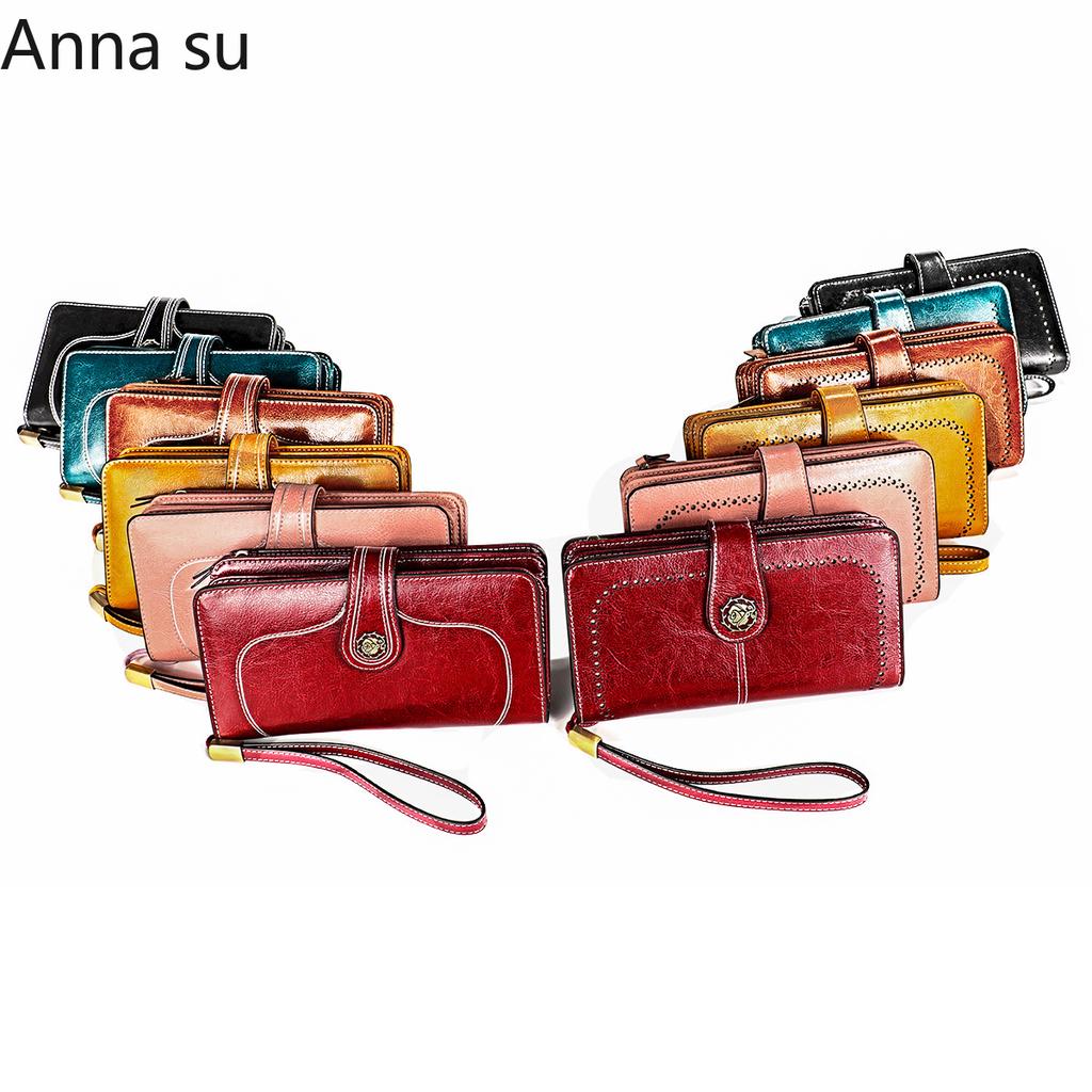 Ladies Leather Wallet Large Capacity Multifunctional Long Wallet European and American Retro Clutch