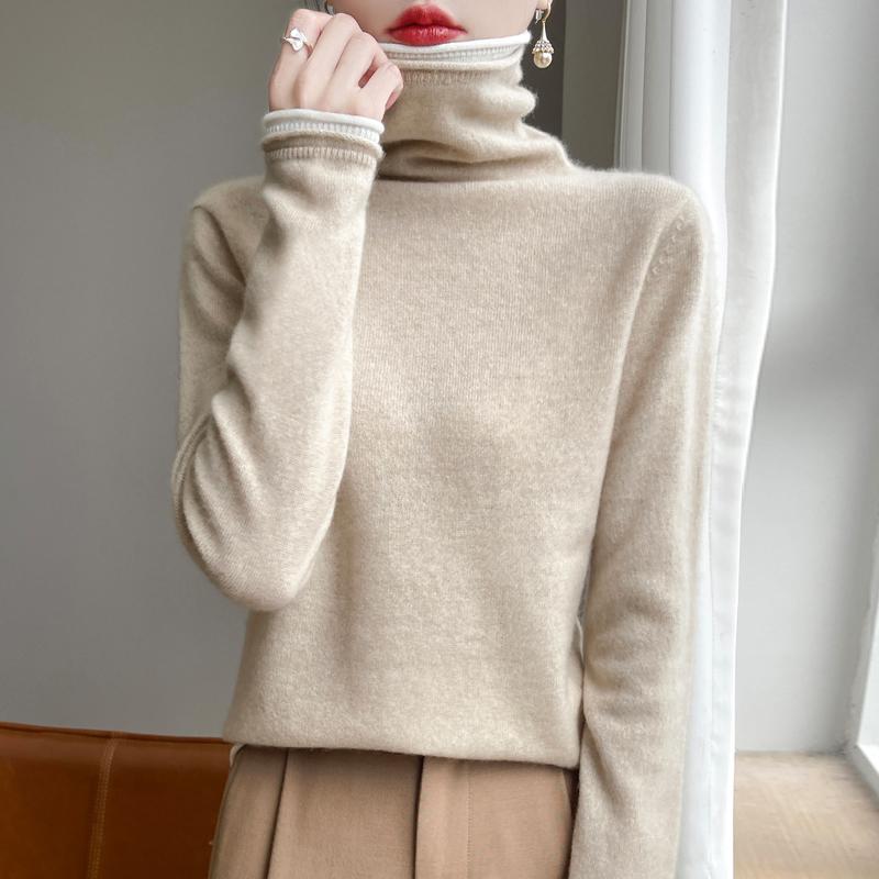 Женский кашемировый свитер Qinghe Cashmere 30% Кашемир 70% Шерсть Осенне-зимний кашемировый пуловер Мягкий и теплый