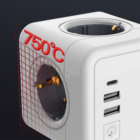 Compact Socket Cube 5 Sockets Wireless Power Strip with Child Safety Short Circuit Overcurrent Fault Current Protection Portable Socket Strip