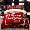 Christmas Duvet Cover Set for Boys Girls Teens King Queen Size Winter Red Santa Gift Merry Christmas Duvet Cover Bed Set
