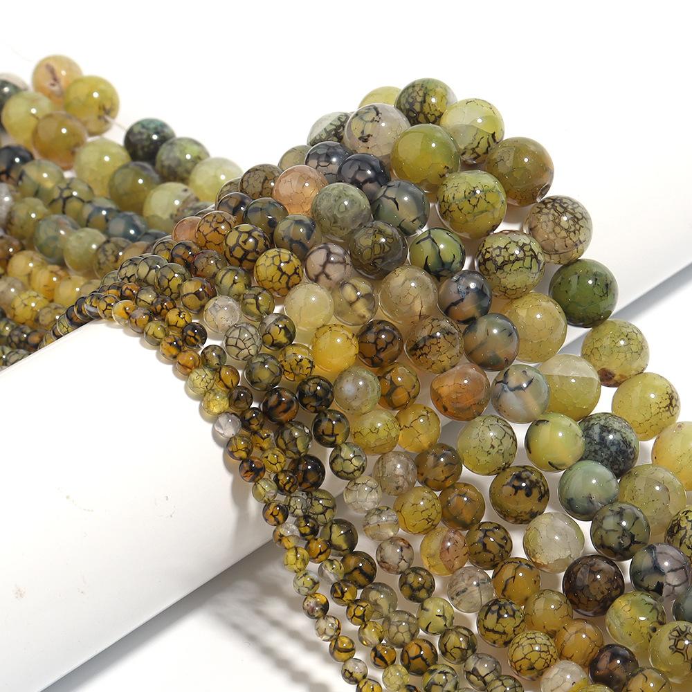 Бусины из агата с желтым узором, свободные бусины с черным узором для изготовления ювелирных изделий, аксессуары для браслетов, нить «сделай сам», 15 дюймов, 4-12 мм