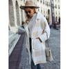 Womens Plaid Wool Blend Long Coat Single Breasted Notched Lapel Oversized Casual Winter Outerwear
