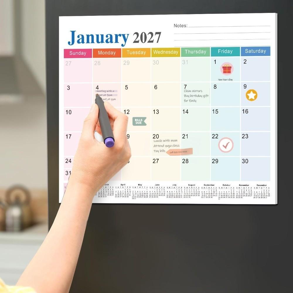 Eco-Friendly Paper Magnetic Fridge Calendar Monthly Planner Creative 2027 Calendar School