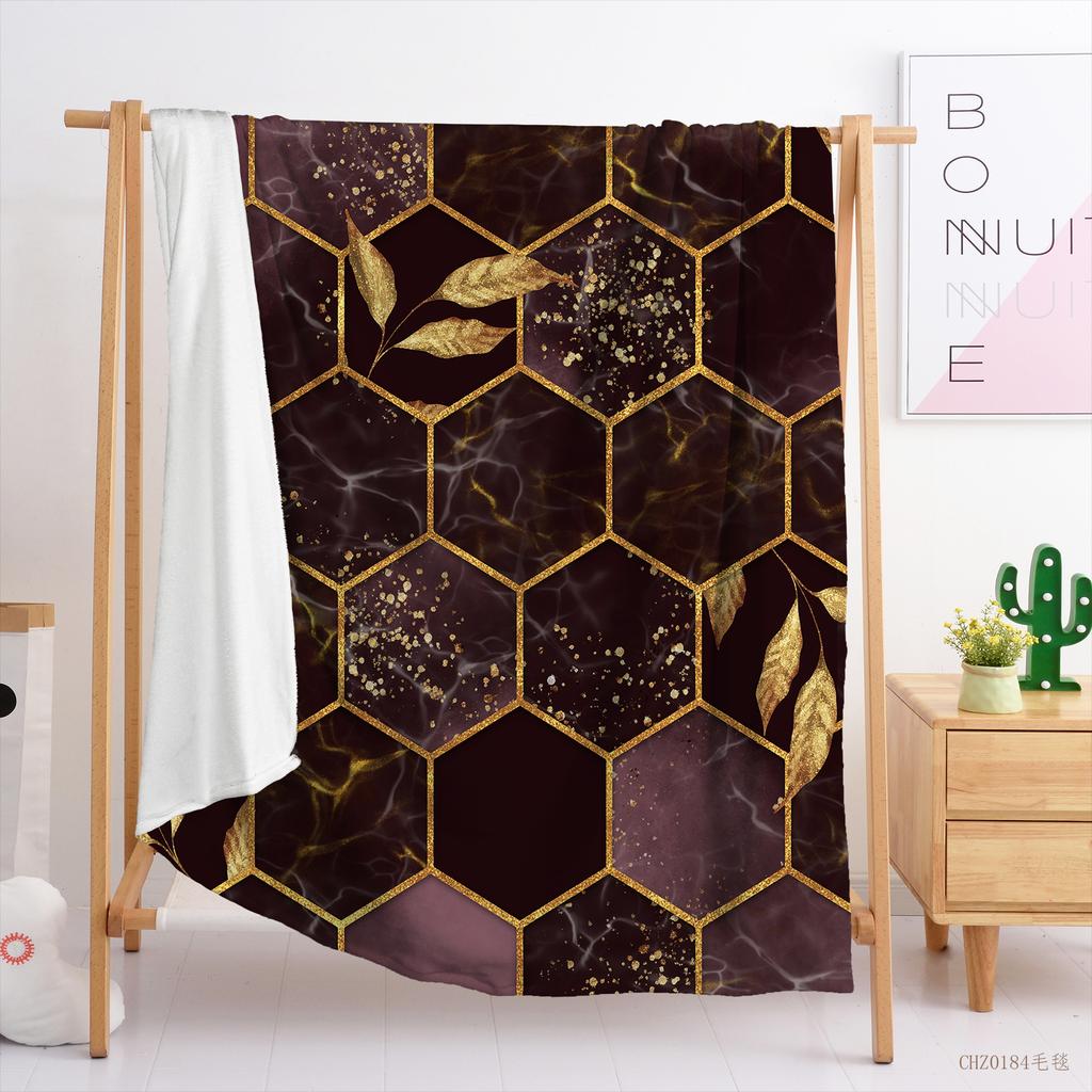 3D Honeycomb Lattice Digital Printed Flannel Blanket