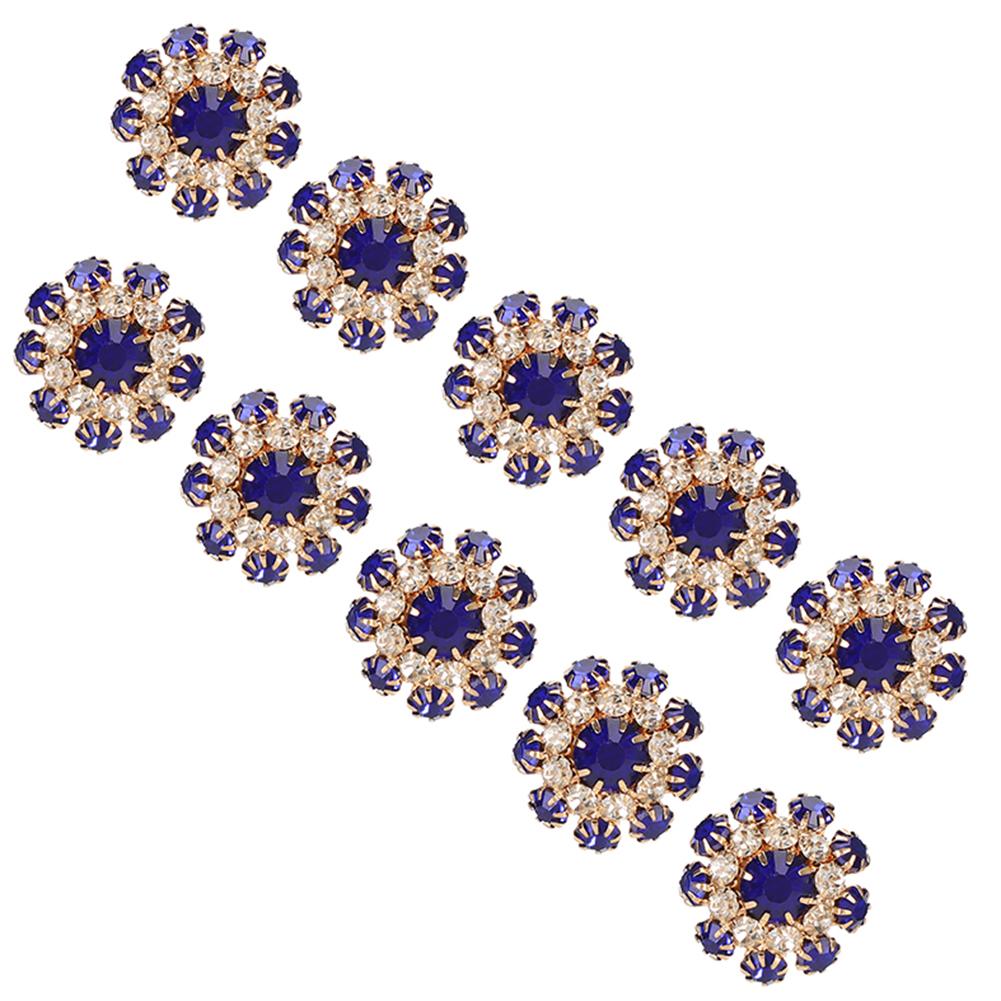 10Pcs Rhinestones Button Mushroom Shape Resin Metal Royalblue Buckle Brooch Clothes Accessories