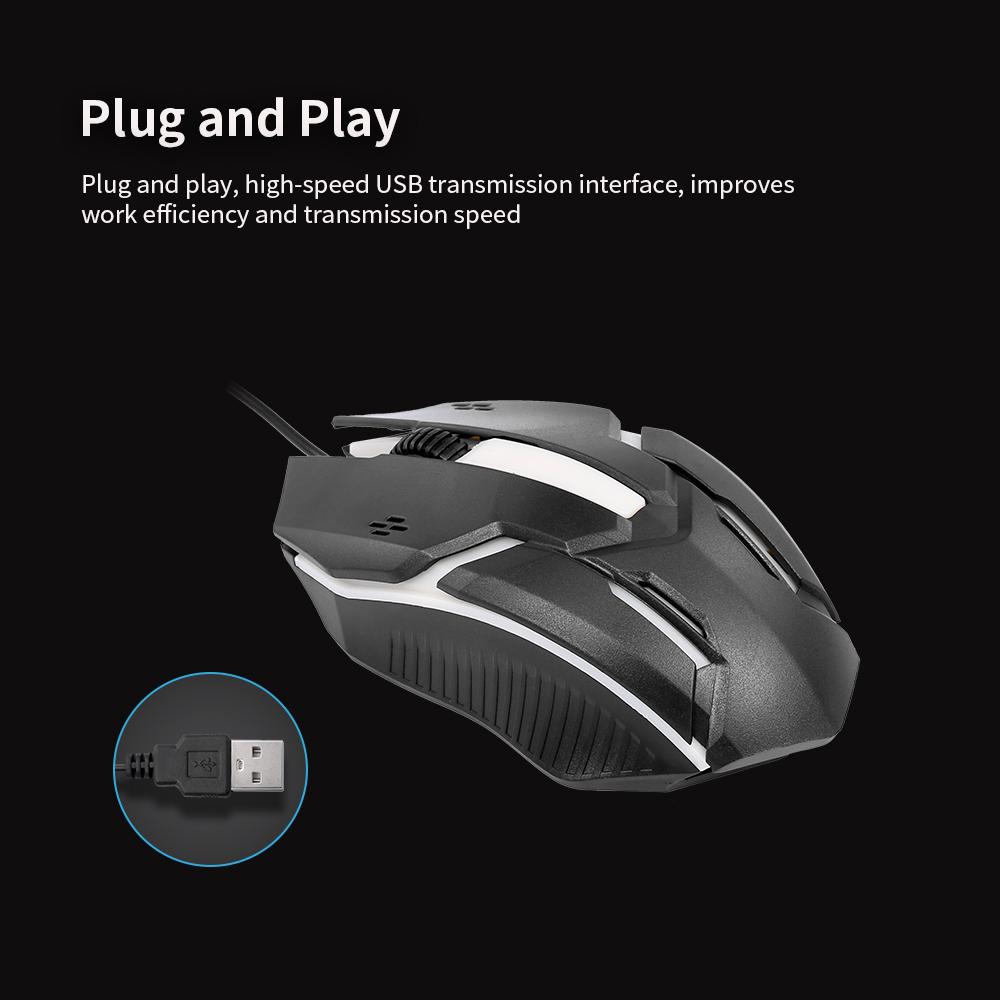 CM 818 Wired Optical Mouse Gaming Mouse 1200DPI USB Gaming Mouse Ergonomic Mouse with Colorful Breathing Light Black