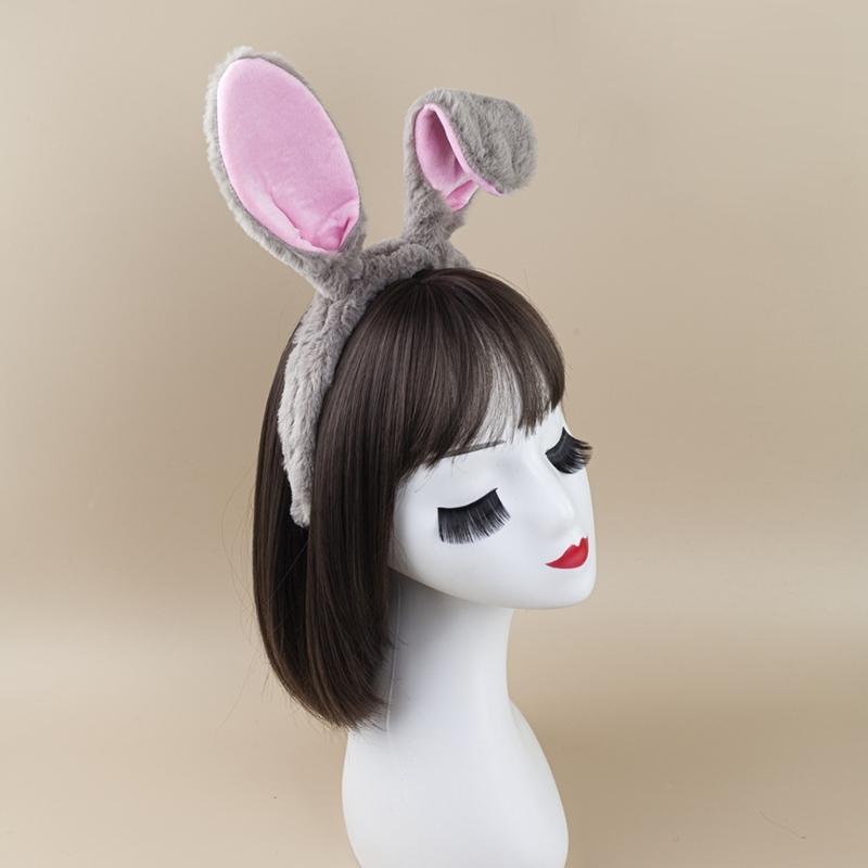 Ободок с кроличьими ушками, бабочка, нос, кроличий хвостик для Хэллоуина, косплей-вечеринки, 4 шт., костюм пасхального кролика для детей и взрослых