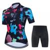 Womens Short Sleeve Cycling Jersey Set Breathable Quick Dry Biking Outfit Outdoor Sports
