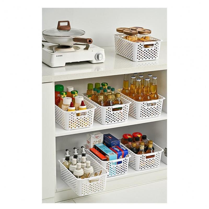 Multi-purpose Household Hollow Storage Basket Miscellaneous Toys Cosmetics Desktop Minimalist Plastic Storage Basket Kitchen Seasoning Sorting Box