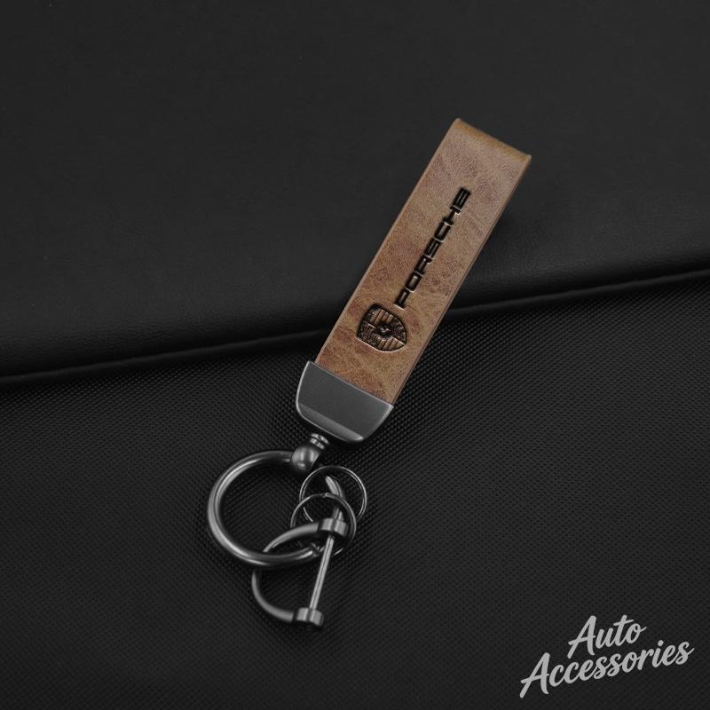 Car Keychain Key Chain Ring Pendant Lanyard Men Gifts For Porsche Cayenne Panamera Macan 911 718 Taycan Boxster Cayman Accessory