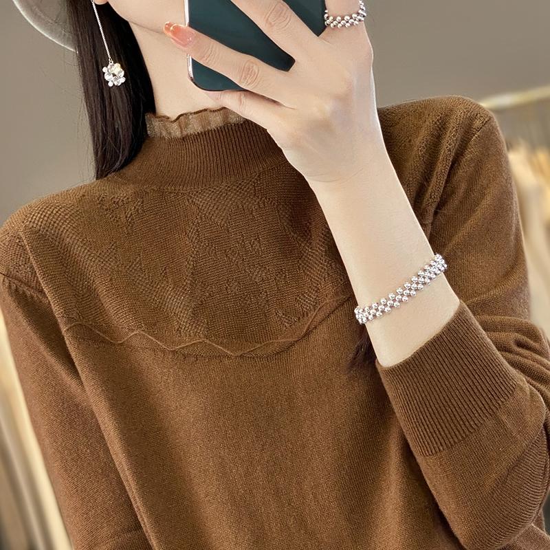 Женский кашемировый свитер Qinghe Cashmere 50% шерсть 50% шелк-туссант Женский осенне-зимний кашемировый пуловер Мягкий и теплый