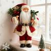12" Christmas Santa Figurines Standing Santa Claus Doll with Present Box for Holiday Party Window Home Desktop Decoration
