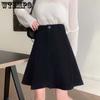 Вельветовая полуюбка в стиле ретро, ​​женская большая размерная короткая юбка с высокой талией и промежностью, модная простая тонкая юбка-зонтик