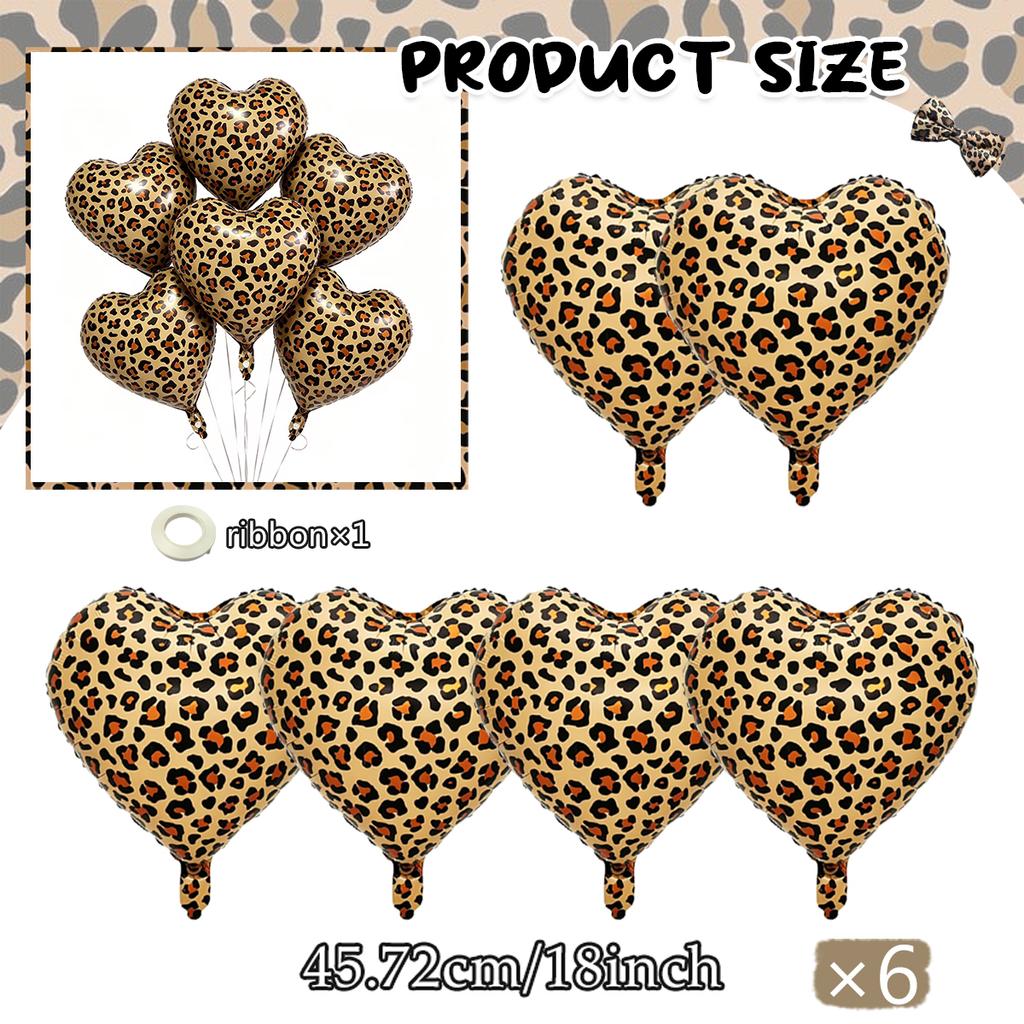 Leopard Print Party Bow Foil Balloons Five Pointed Star Heart Balloons Leopard Print Theme Girls Birthday Wedding Party Supplies