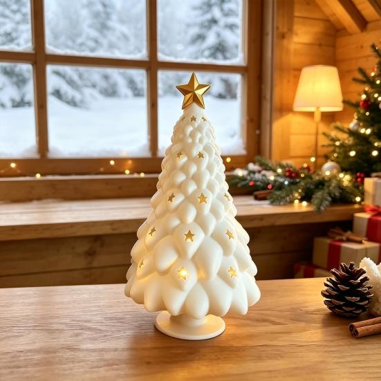 Матовые Белые Подсвечники, Рождественская Елка Подсвечник, 3D Печатные Полые Звезды Вырезные Настольные Статуэтки для Домашнего Декора Статуя, Настольные