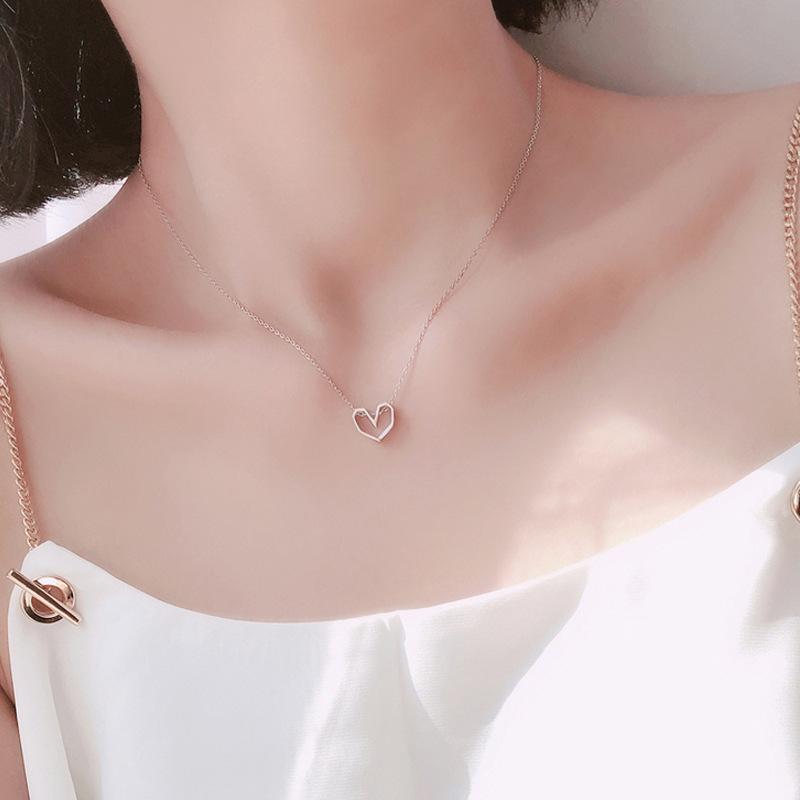 Свежее полое ожерелье «Любовь» женское простое студенческое ожерелье в форме сердца короткая цепочка на шею подарок хипстерской девушке