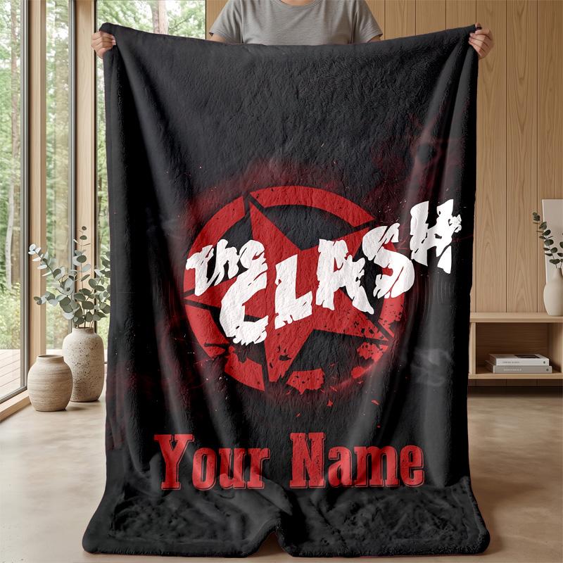 The Clash Custom Flannel Throw Blanket Print Your Name Text Soft Warm Blanket Holiday Present