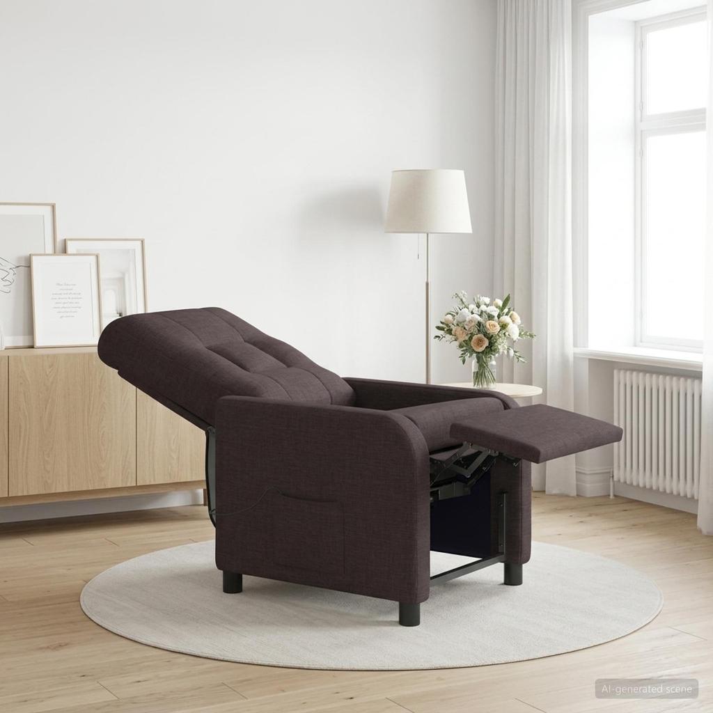 Massage Recliner Dark Brown Fabric