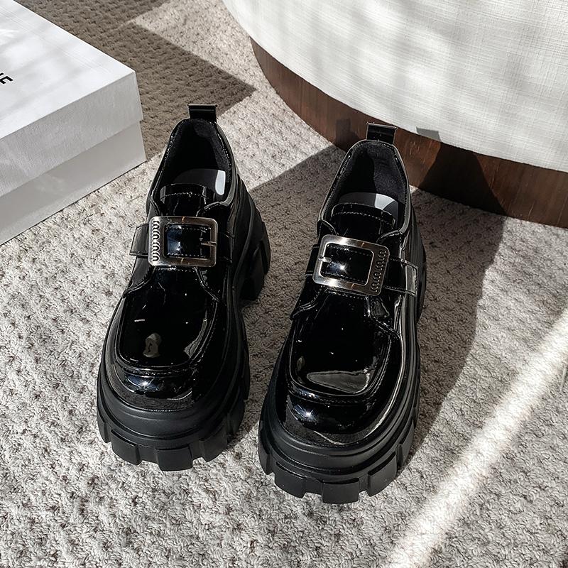 Мода Весна Лето Обувь British Walker Женская Лакированная Кожа Обувь на Платформе Высокая Платформа Массивный Каблук Туфли-Лодочки 9 см zapatos de mujer