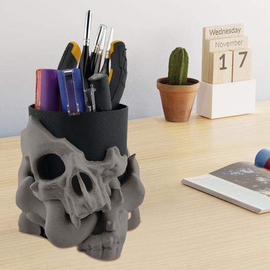 Подставка для ручек в виде черепа, держатель для кистей для макияжа, держатель для хранения в ванной, органайзер для стола в виде скелета для ключей, косметических инструментов, украшения на Хэллоуин
