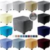 Velvet Elastic Square Ottoman Cover 360 Degree Full Wrap Footstool Slipcover Protector For Living Room Home Decor