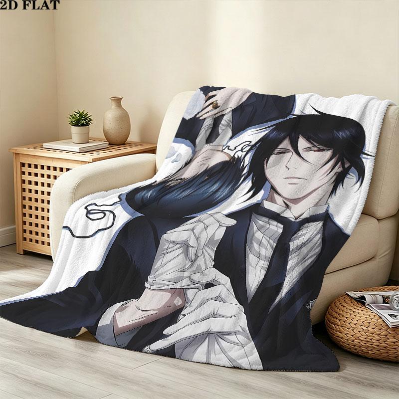 1PC Black Butler Patterned Flannel Blanket Suitable For All Seasons For Home Decor Warmth And Comfort Gifts Holiday Present