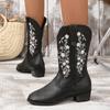 2024 высококачественные женские туфли, женские сапоги, модные вышитые современные сапоги, женские новые сапоги больших размеров до середины икры zapatos