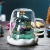 Christmas Tree Mug Snow Mountain Double-layer Glass Coffee Cup Milk Drinkware with Handle Heat-resistant Cartoon Christmas Gift