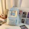 Schoolbag Korean in milk blue cute small fresh plaid backpack high value cartoon embroidery puppy girl backpack