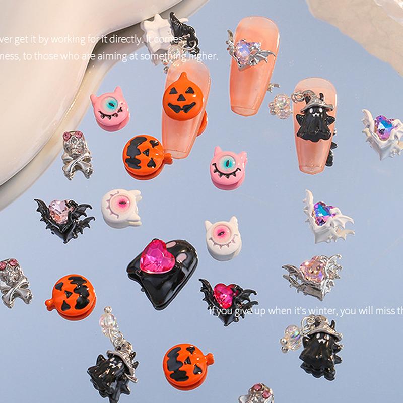 Хэллоуин, сплав для ногтей, индивидуальные капельные масляные украшения, голова тыквы, череп, аксессуары, гальваническая дрель для ногтей