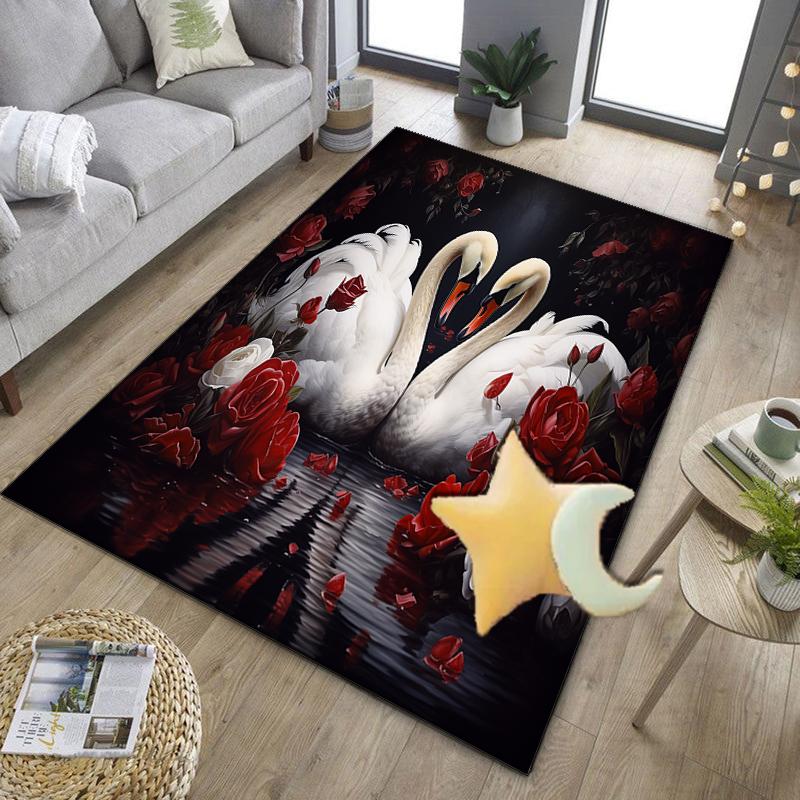 Swan And Lotus Fantasy Office Rug Chair Mat, Entryway Carpet, Suitable for Front Door, Bedroom, Living Room, Desk, Holiday Gift