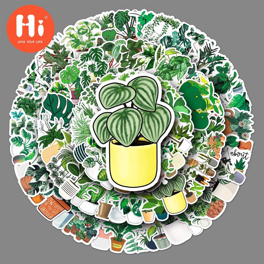 100 Green Plant Graffiti Stickers Cross-border Small Fresh Stickers DIY Phone Case Luggage Stickers Waterproof